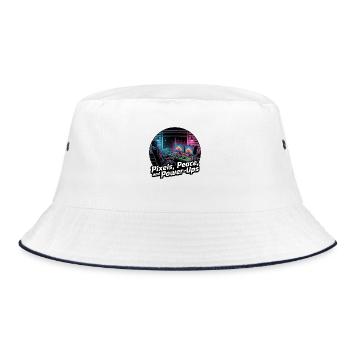 Pixels, Peace & Power-Ups – Gaming-Setup - Bucket Hat - Weiß/Navy - Vorne