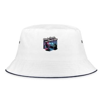 Pixels, Peace & Power-Ups – Gaming-Setup - Bucket Hat - Weiß/Navy - Vorne