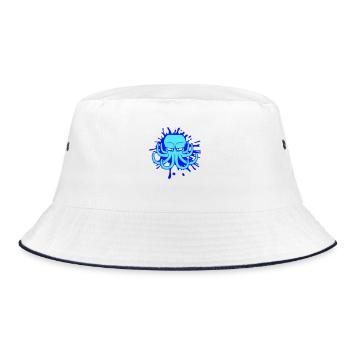 Oktopus Tintenfleck Tropfen Graffiti Spray Tinte - Bucket Hat - Weiß/Navy - Vorne
