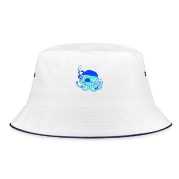 Octopus Pirate Crew Captain Sailor Buccaneer Sail - Bucket Hat - white/navy - Front