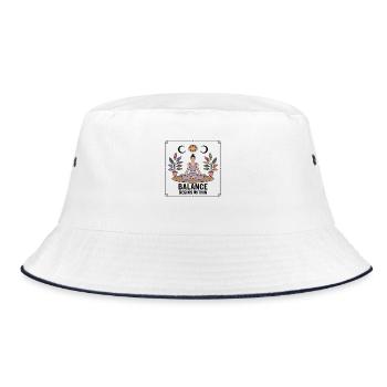Balance Begins Within - Yoga - Bucket Hat - Weiß/Navy - Vorne