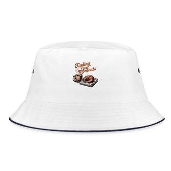 Fueling First Moments – Coffee & Croissant - Bucket Hat - Weiß/Navy - Vorne