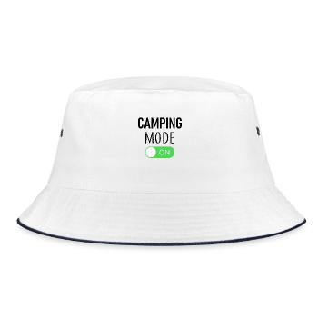 Camping Mode On - Camper - Outdoor - Zelt - Bucket Hat - Weiß/Navy - Vorne