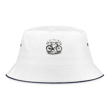 Wheels & Wander – Mountain Adventure - Bucket Hat - white/navy - Front