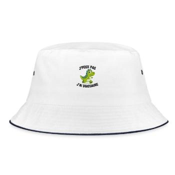 Ich kann nicht, ich habe einen süßen Kawaii-Dinosaurier - Bucket Hat - Weiß/Navy - Vorne