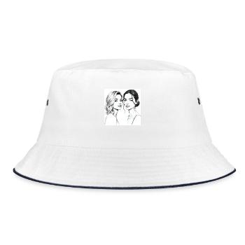 Elegante Frauenportraits in Schwarz-Weiß - Bucket Hat - Weiß/Navy - Vorne