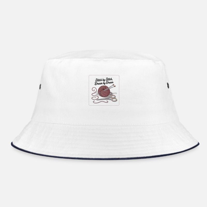 Stitch by Stitch, Dream by Dream - Bucket Hat - Weiß/Navy