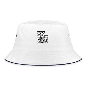 I'm 50 years old but 30 years of experience - Bucket Hat - white/navy - Front