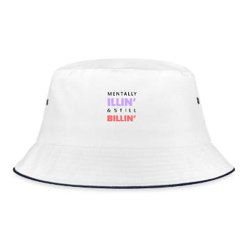 Mentalement malade Still Billin Drôle T-shirt noir - Bob - blanc/marine - Devant