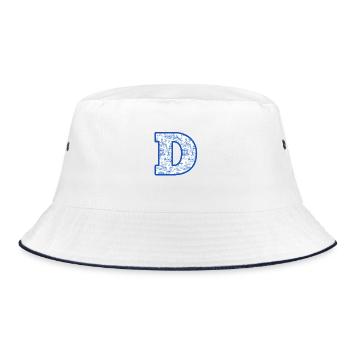 Buchstabe D blaue Chinoiserie - Bucket Hat - Weiß/Navy - Vorne