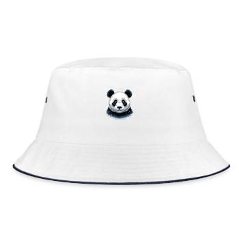 Cute Panda Sticker - Bucket Hat - white/navy - Front