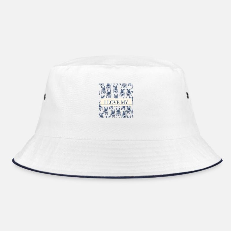 Bulldogge - Bucket Hat - Weiß/Navy