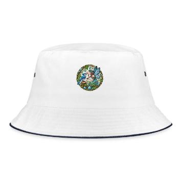Blue Jay Fairy Fantasy Art - Bucket Hat - white/navy - Front
