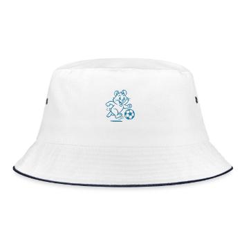 Fussballspielender Tore-Hamster - Bucket Hat - Weiß/Navy - Vorne