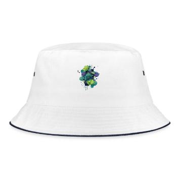 Cyber-Flowers – Futuristic flower illustration. - Bucket Hat - white/navy - Front
