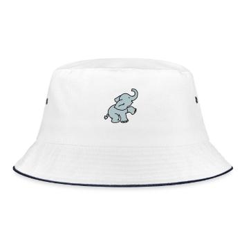 Happy Elephant (2 colors) - Bucket Hat - Weiß/Navy - Vorne