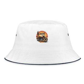 Miles Behind, Freedom Ahead – Biker-Abenteuer - Bucket Hat - Weiß/Navy - Vorne