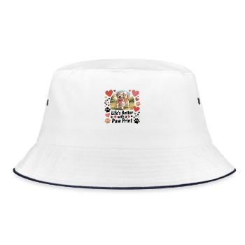 Life's Better with a Paw Print - Bucket Hat - white/navy - Front