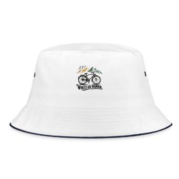 Wheels & Wander – Mountain Adventure - Bucket Hat - white/navy - Front
