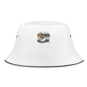 Wheels & Wander – Mountain Adventure - Bucket Hat - white/navy - Front