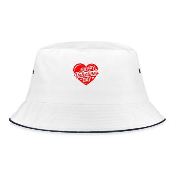 Alles Gute zum Valentinstag 2025 T-Shirt-Geschenk für ihn - Bucket Hat - Weiß/Navy - Vorne