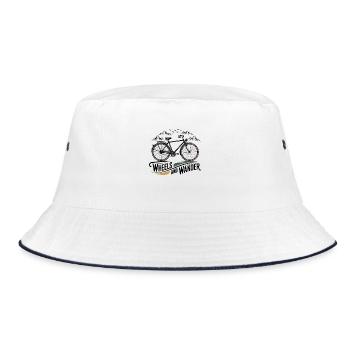 Wheels & Wander – Mountain Adventure - Bucket Hat - white/navy - Front