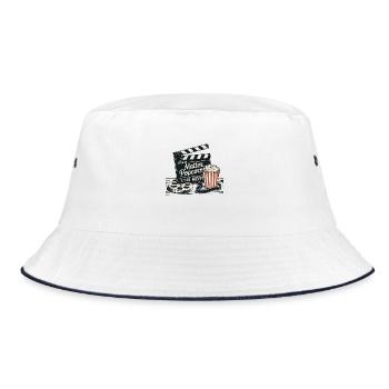Stories Matter, Popcorn Helps - Bucket Hat - white/navy - Front
