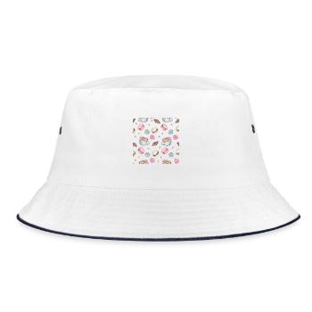 Kaffee und Süßigkeiten Coffee and Sweets - Bucket Hat - white/navy - Front