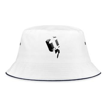 Mikrofon - Bucket Hat - Weiß/Navy - Vorne