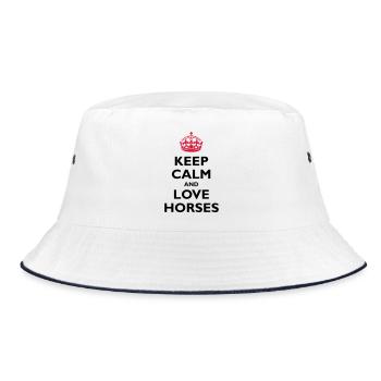 Keep Calm and Love Horses - Bucket Hat - Weiß/Navy - Vorne