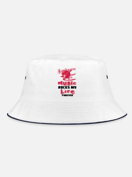 Music rocks my Life Musik Spruch Band Geschenk - Bucket Hat - Weiß/Navy - Vorne