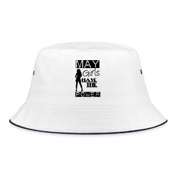 May Girls Geschenk Geburtstag - Bucket Hat - Weiß/Navy - Vorne