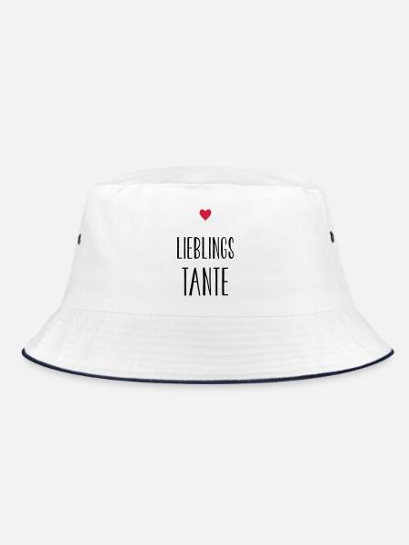 Tante Lieblingstante Herz Geschenkidee Patentante - Bucket Hat - Weiß/Navy - Vorne