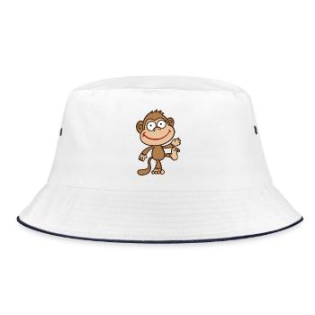 Affe - Bucket Hat - Weiß/Navy - Vorne