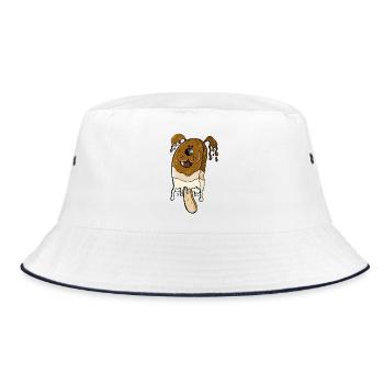 Hund am Stiel - Eis am Stiel - Eiscreme - Bucket Hat - Weiß/Navy - Vorne