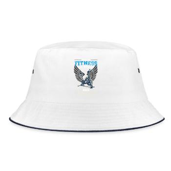 Fitness Studio Leben sinnlos - Geschenk - Bucket Hat - Weiß/Navy - Vorne