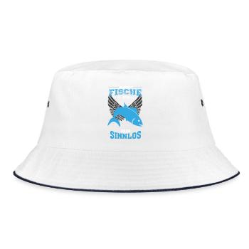 Fische Angeln Leben sinnlos - Geschenk - Bucket Hat - Weiß/Navy - Vorne