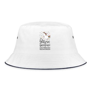 Unicorn Born to glitter Work Forced sw - Bucket Hat - white/navy - Front