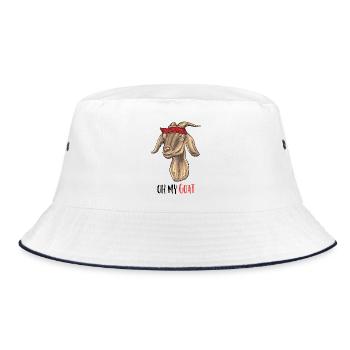 Oh my Goat - Oh my God - Bucket Hat - white/navy - Front
