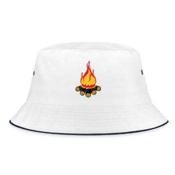 lagerfeuer camping abend nacht campen camper holz - Bucket Hat - Weiß/Navy - Vorne