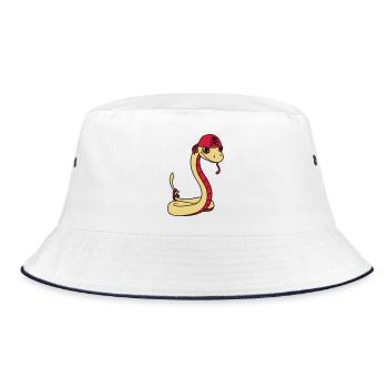 schlange pirat seeraeuber kapitaen matrose seebaer - Bucket Hat - Weiß/Navy - Vorne
