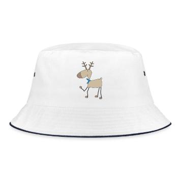 Elch - Bucket Hat - Weiß/Navy - Vorne