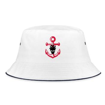 anker_schaedel - Bucket Hat - white/navy - Front