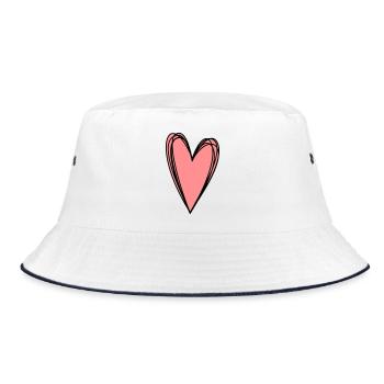 Heart Pink Scribble Doodle Gift Love - Bucket Hat - white/navy - Front