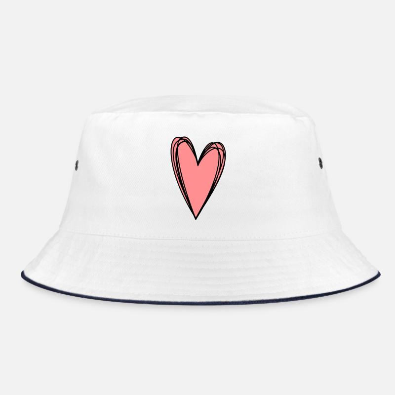 Heart Pink Scribble Doodle Gift Love Bucket Hat