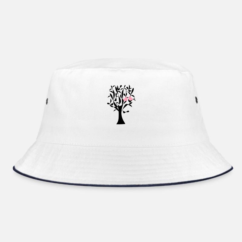 Arbre de vie majestueux et deux oiseaux roses amou - Bob - blanc/marine