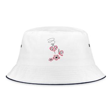 Fleurs et papillons, style coccinelle. - Bob - blanc/marine - Devant