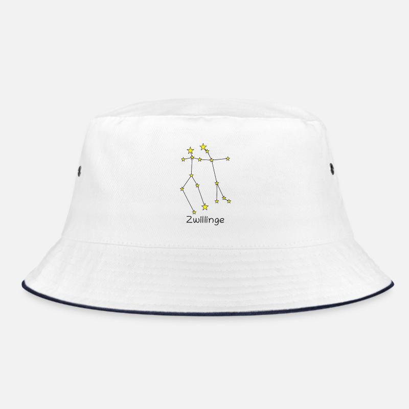 Sternzeichen Zwillinge - Bucket Hat - Weiß/Navy