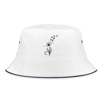 Dandelion with flying birds. - Bucket Hat - white/navy - Front