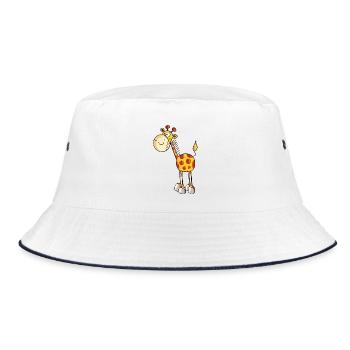 Drollige Giraffe - Giraffen - Comic - Fun - Bucket Hat - Weiß/Navy - Vorne